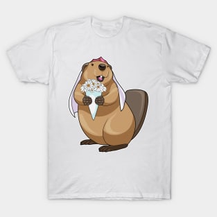 Beaver Bride Flower Wedding T-Shirt